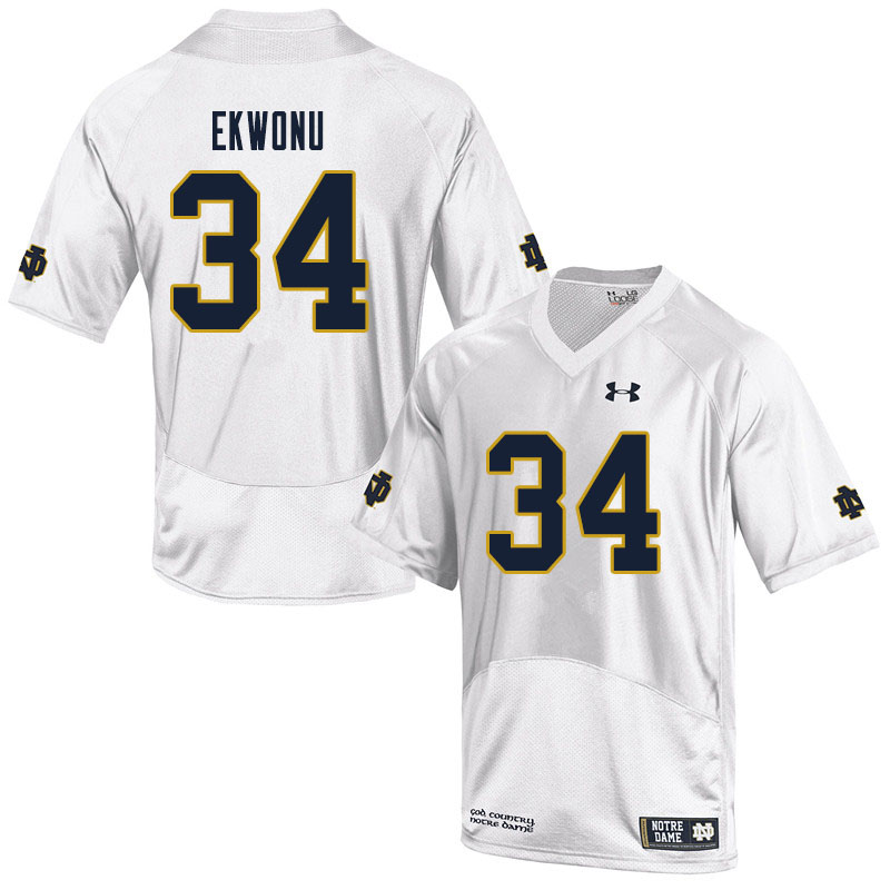 Men #34 Osita Ekwonu Notre Dame Fighting Irish College Football Jerseys Sale-White